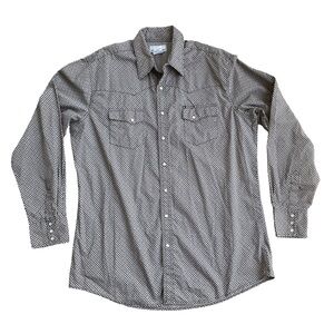 🌟 Wrangler Men's Wrancher Pearl Snap Western Print Button Down Shirt XL Tall